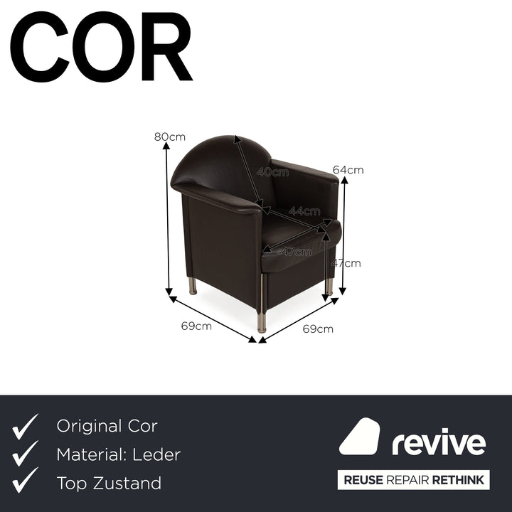 Cor Logo Leather Armchair Brown