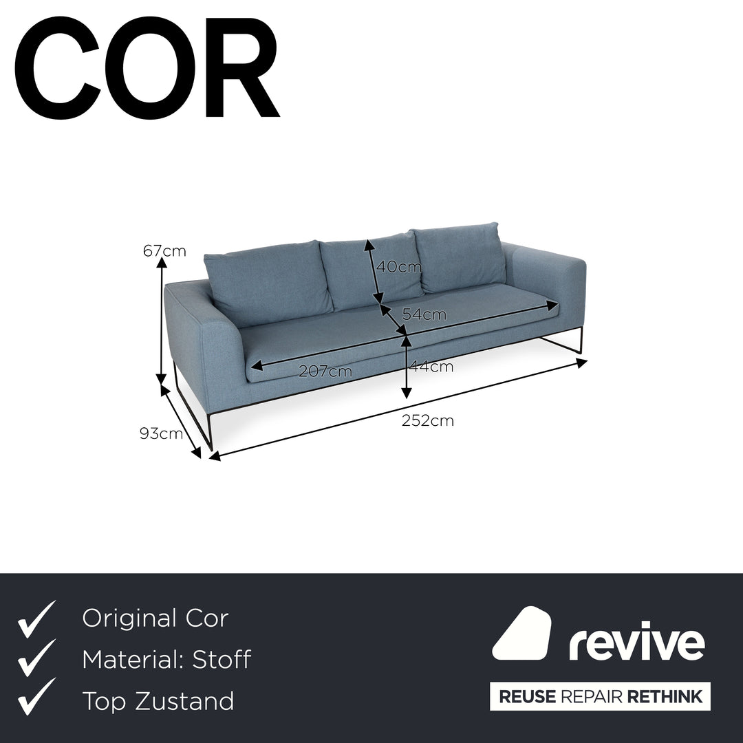 Cor Mell Stoff Dreisitzer Blau Hellblau Grau Sofa Couch