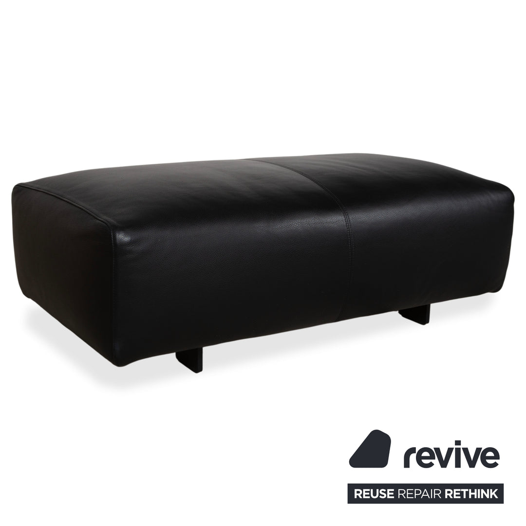 COR Moss Garnitur Leder Dreisitzer inkl. Hocker Schwarz Sofa Couch