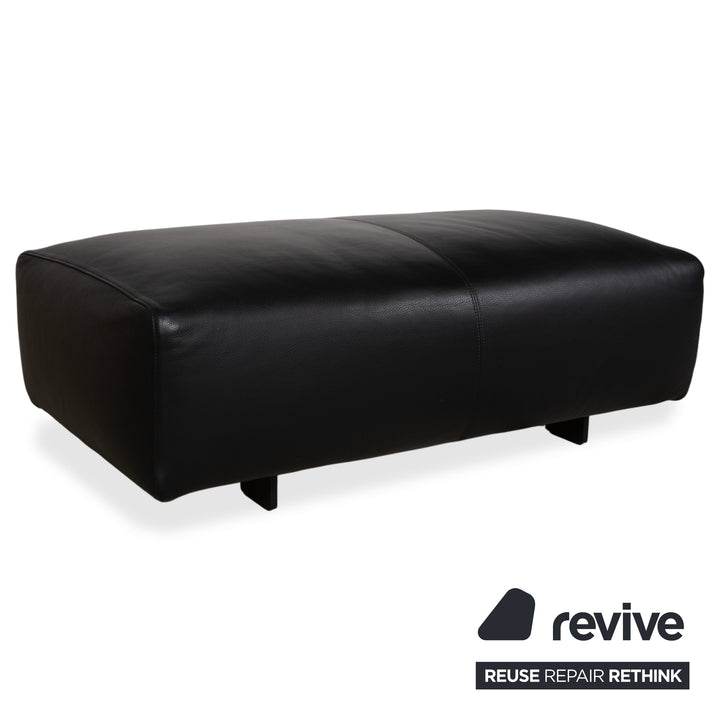 COR Moss Garnitur Leder Dreisitzer inkl. Hocker Schwarz Sofa Couch