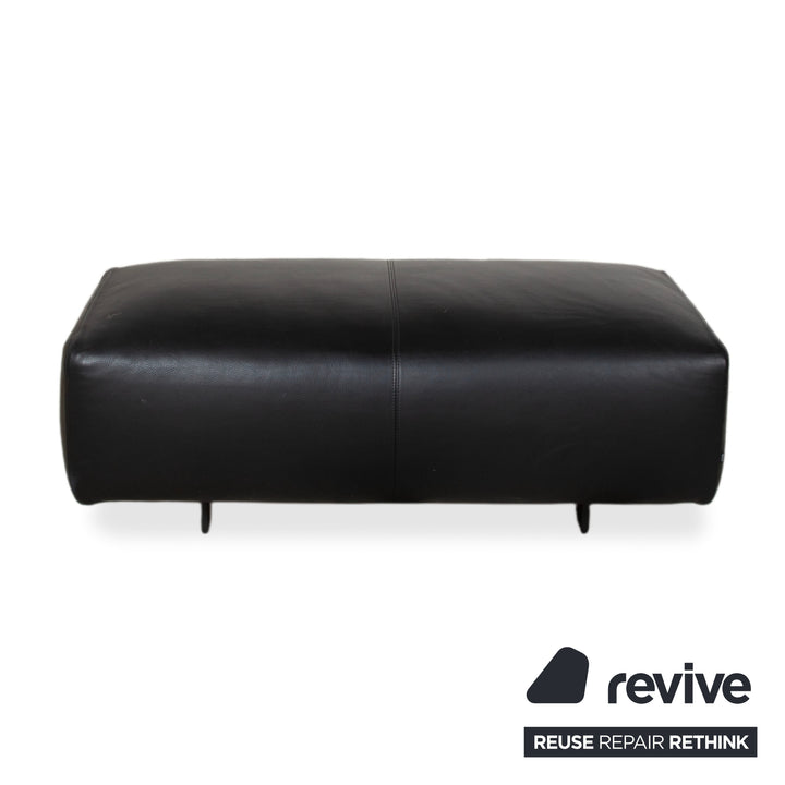 COR Moss Leather Sofa Set Three-seater incl. Ottoman Black Sofa Couch