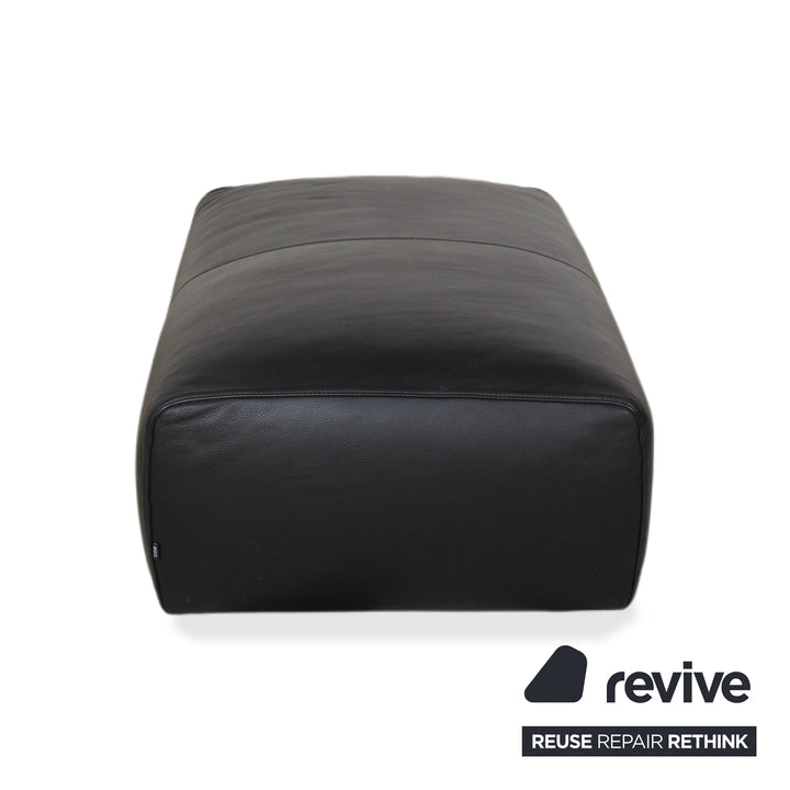 COR Moss Garnitur Leder Dreisitzer inkl. Hocker Schwarz Sofa Couch