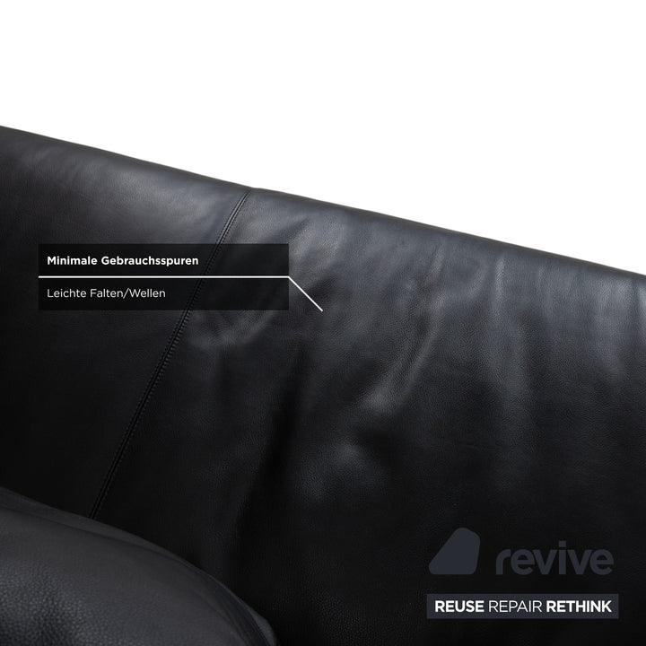 COR Moss Leder Dreisitzer Schwarz Sofa Couch