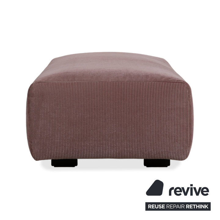COR Moss Stoff Cord Dreisitzer Rosa Mauve Sofa Couch inkl. Hocker