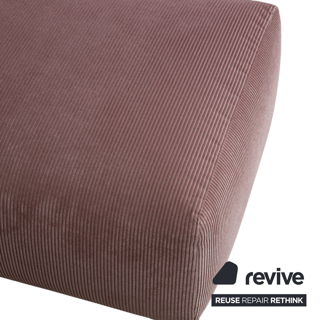 COR Moss Stoff Cord Dreisitzer Rosa Mauve Sofa Couch inkl. Hocker