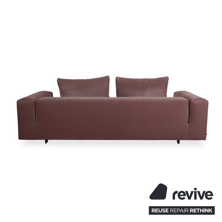 COR Moss Stoff Cord Dreisitzer Rosa Mauve Sofa Couch inkl. Hocker