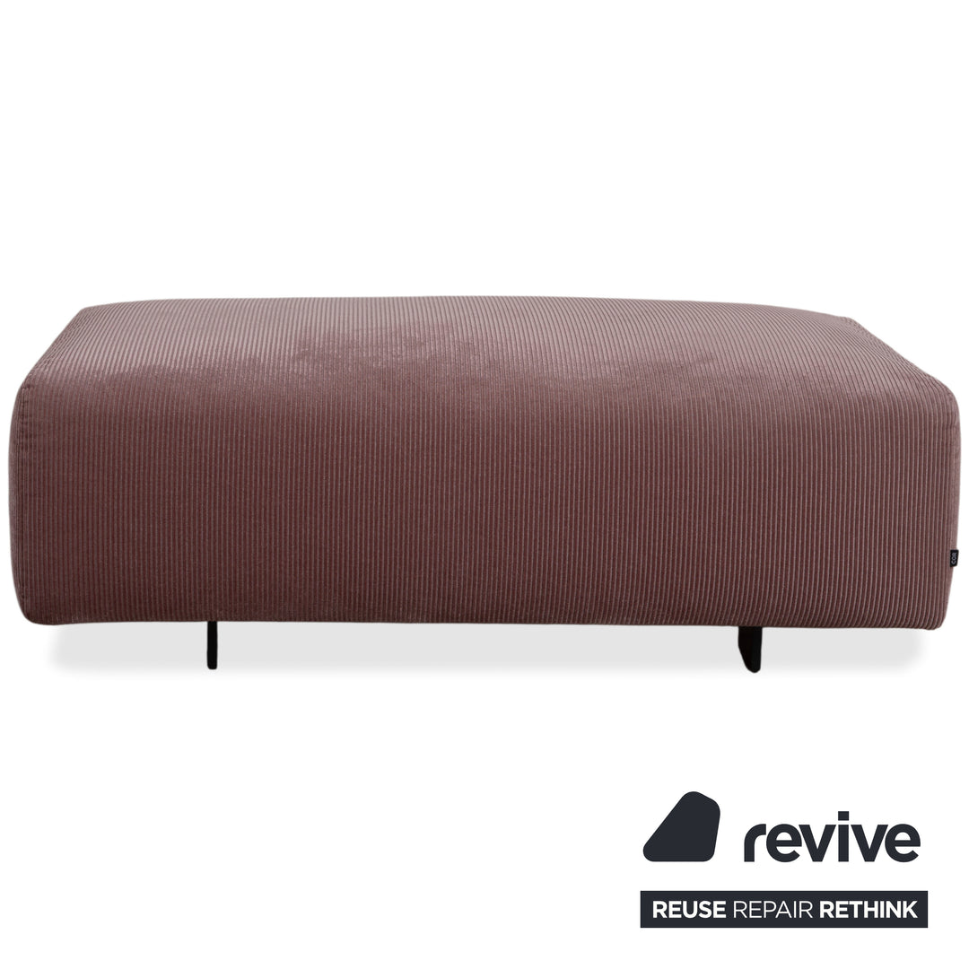 COR Moss Stoff Cord Dreisitzer Rosa Mauve Sofa Couch inkl. Hocker