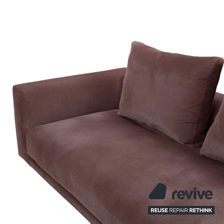 COR Moss Stoff Cord Dreisitzer Rosa Mauve Sofa Couch inkl. Hocker