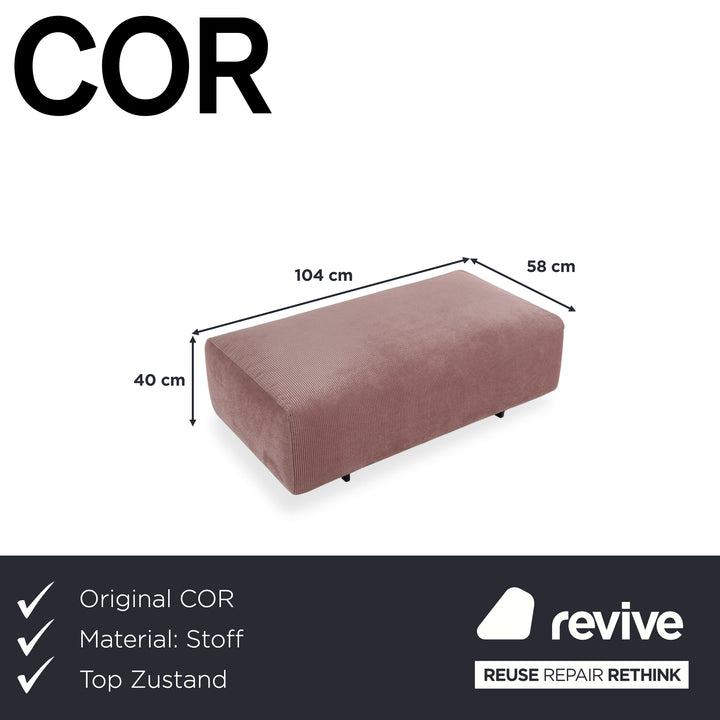 COR Moss Stoff Cord Hocker Rosa Mauve