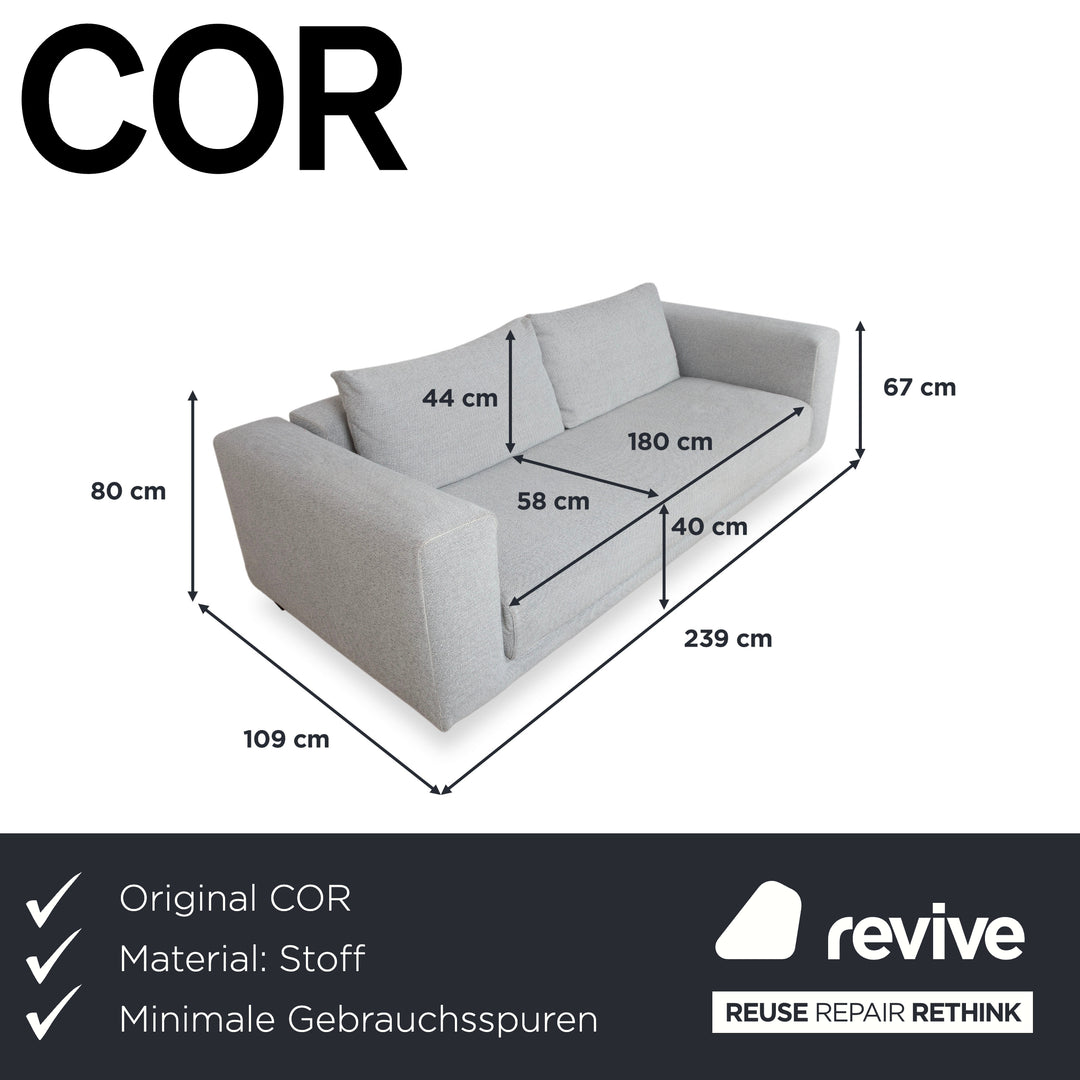 COR Moss Stoff Dreisitzer Grau Sofa Couch