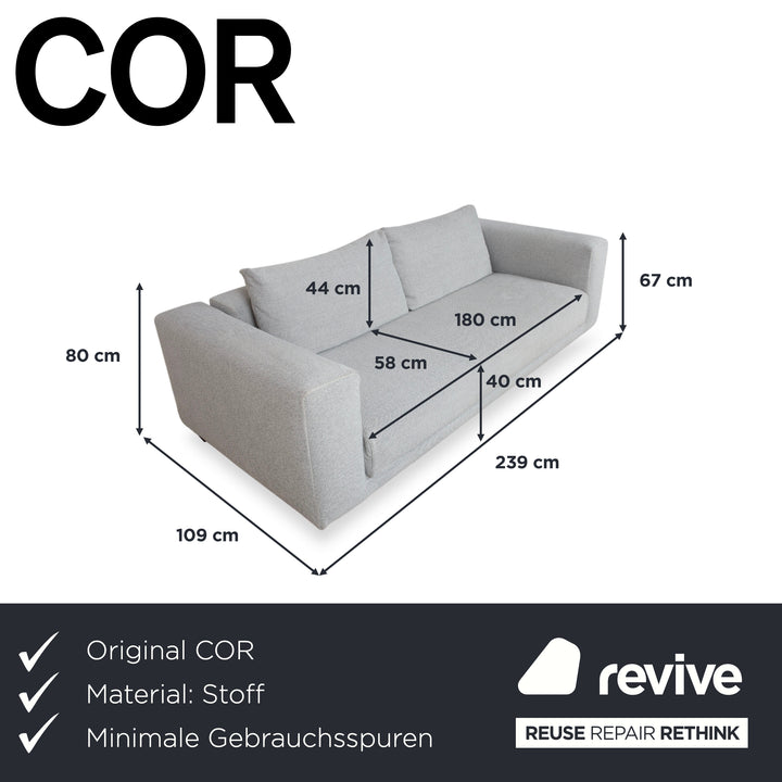 COR Moss Stoff Dreisitzer Grau Sofa Couch