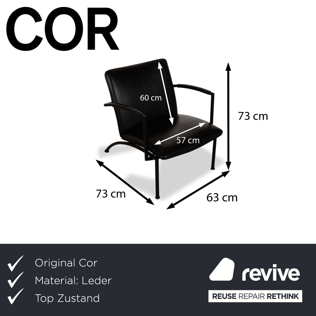 Cor Pando Leather Armchair Black