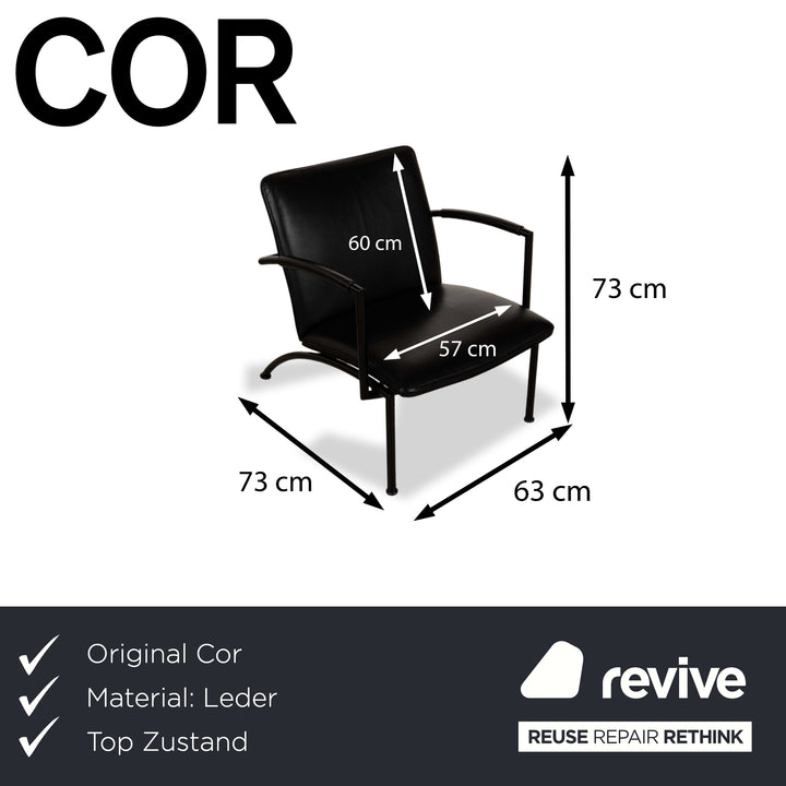 Cor Pando Leather Armchair Black