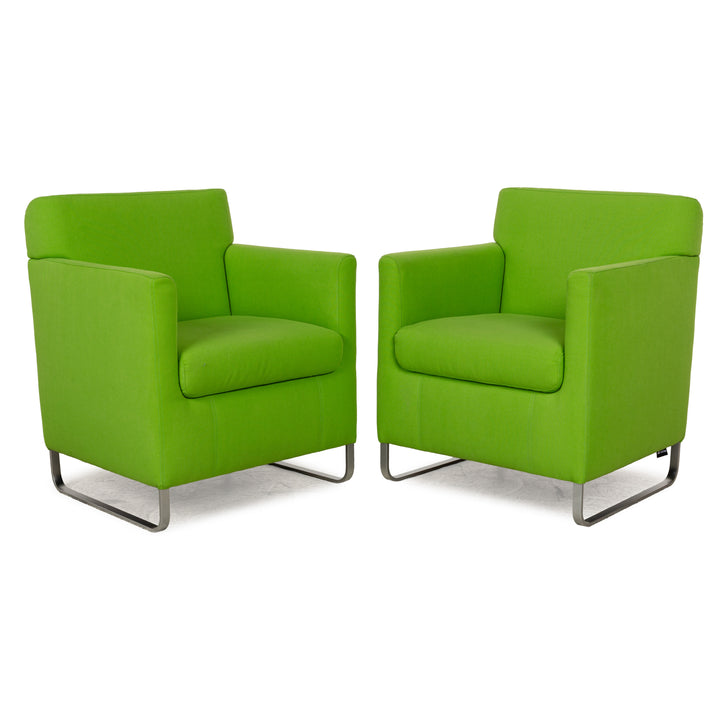 Ensemble de fauteuils en tissu Cor Quandt vert citron
