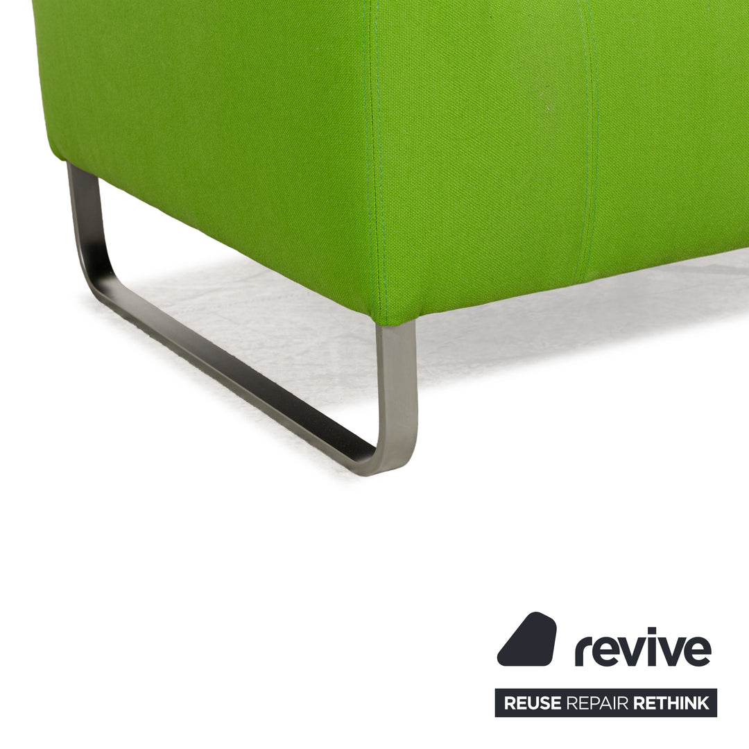 Fabric armchair green lime metal runners