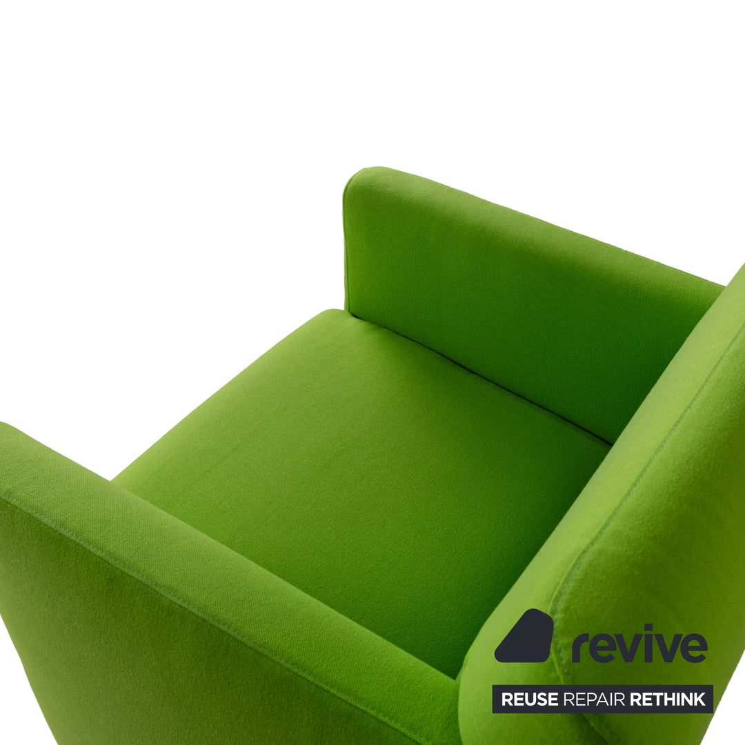 Fabric armchair green lime metal runners