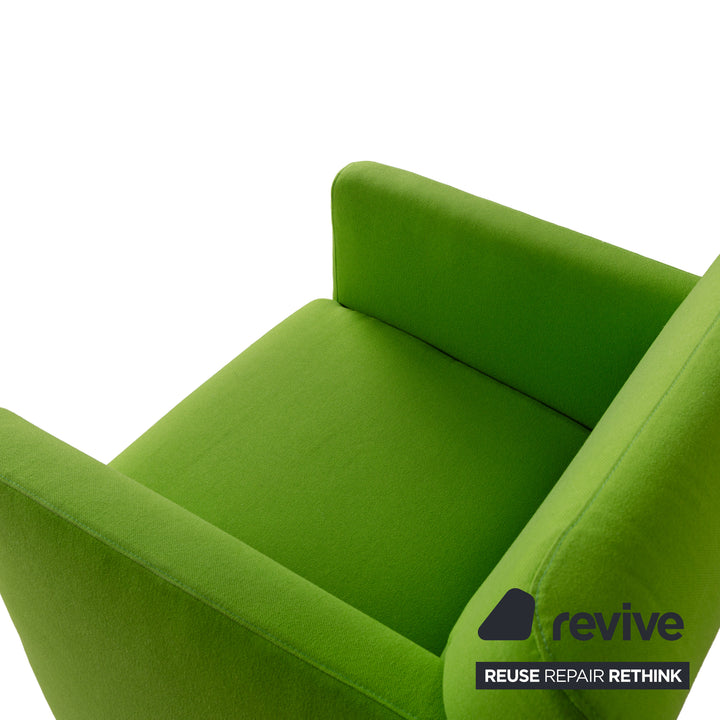 Fabric armchair green lime metal runners