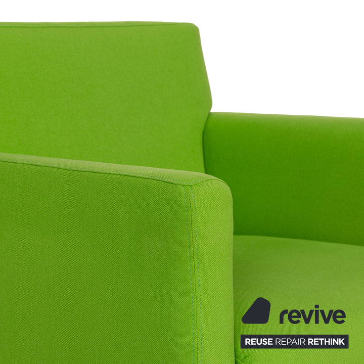 Fabric armchair green lime metal runners