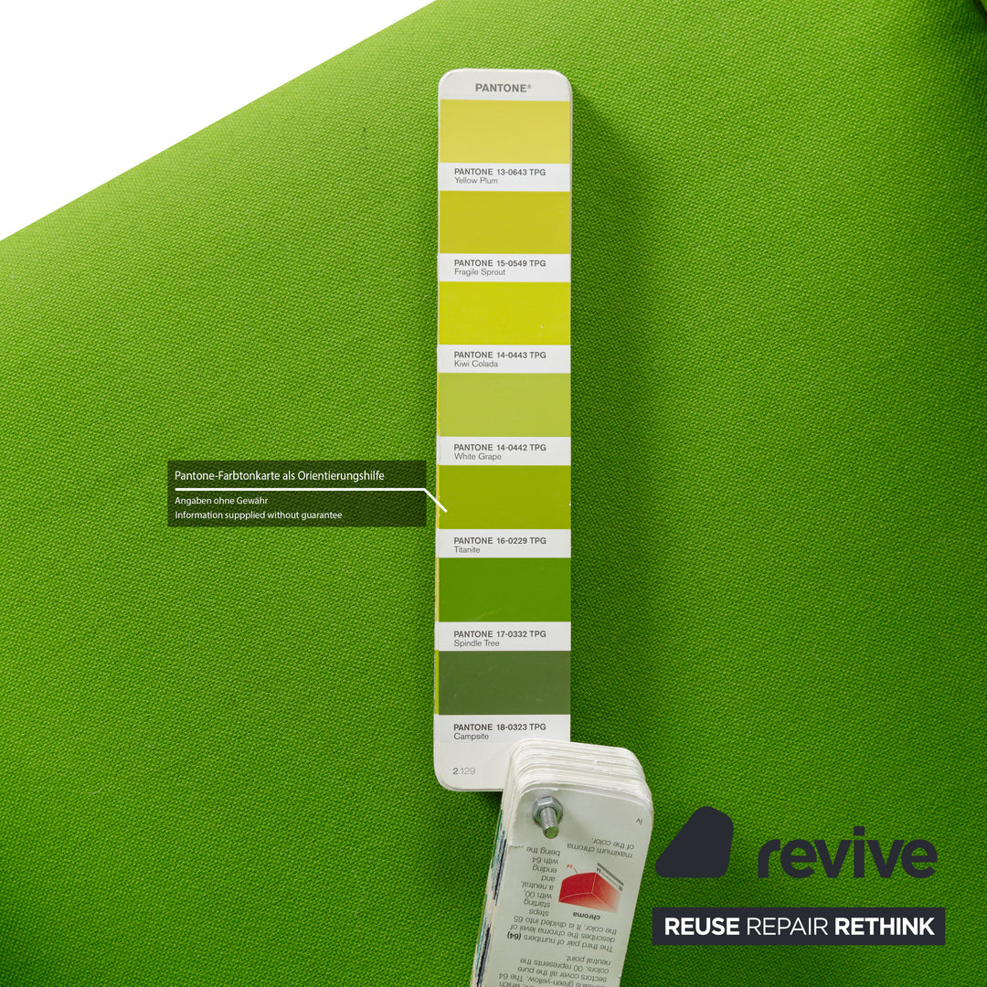 Fabric armchair green lime metal runners