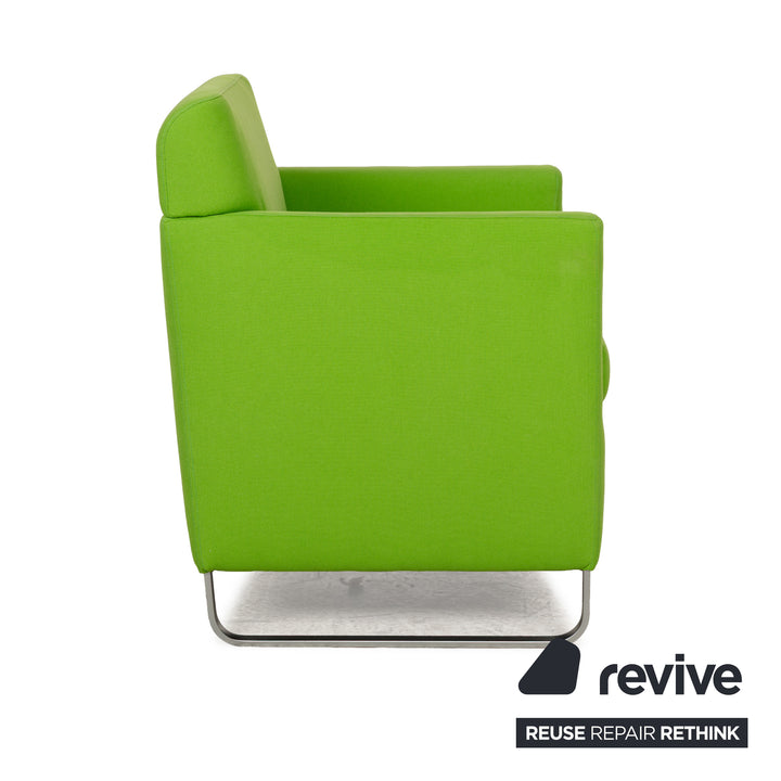 Fabric armchair green lime metal runners