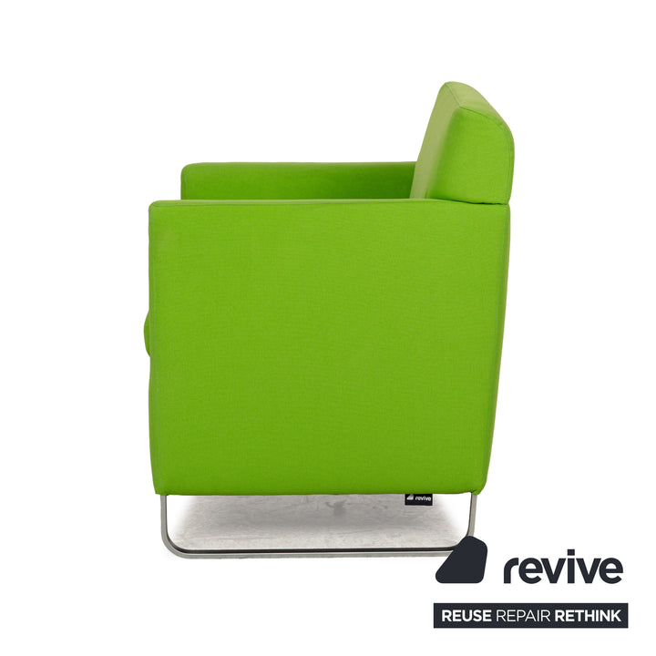 Fabric armchair green lime metal runners