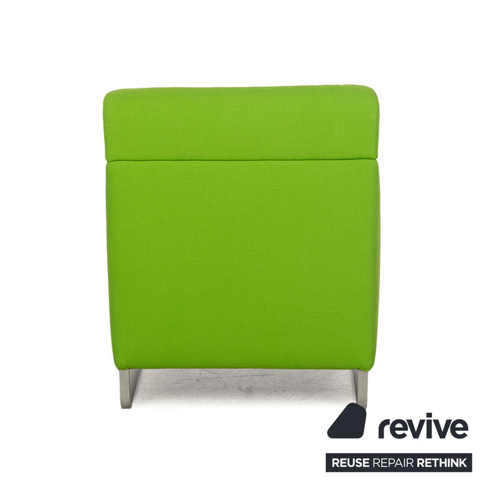 Fabric armchair green lime metal runners