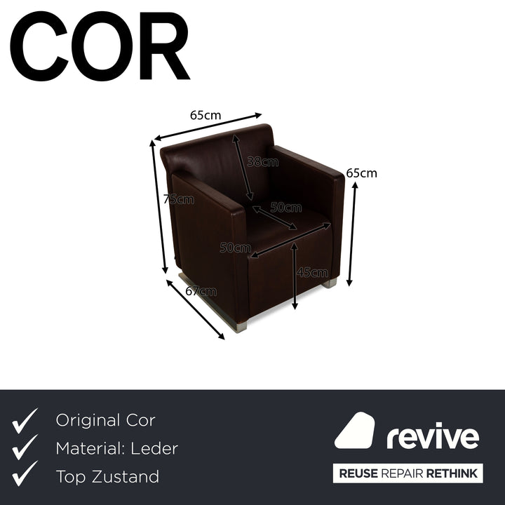 Cor Quant Leather Armchair Brown Red