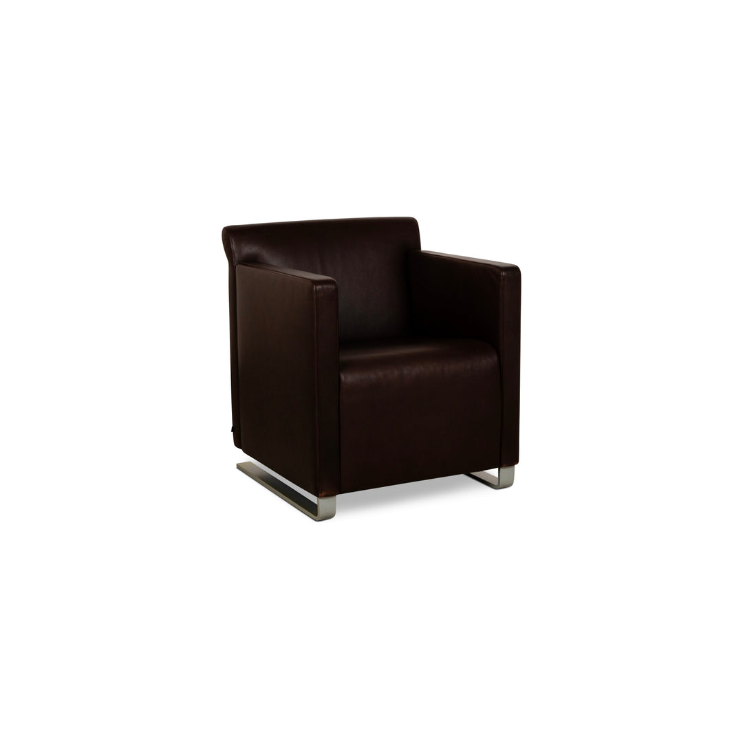 Fauteuil Cor Quant Cuir Marron Rouge