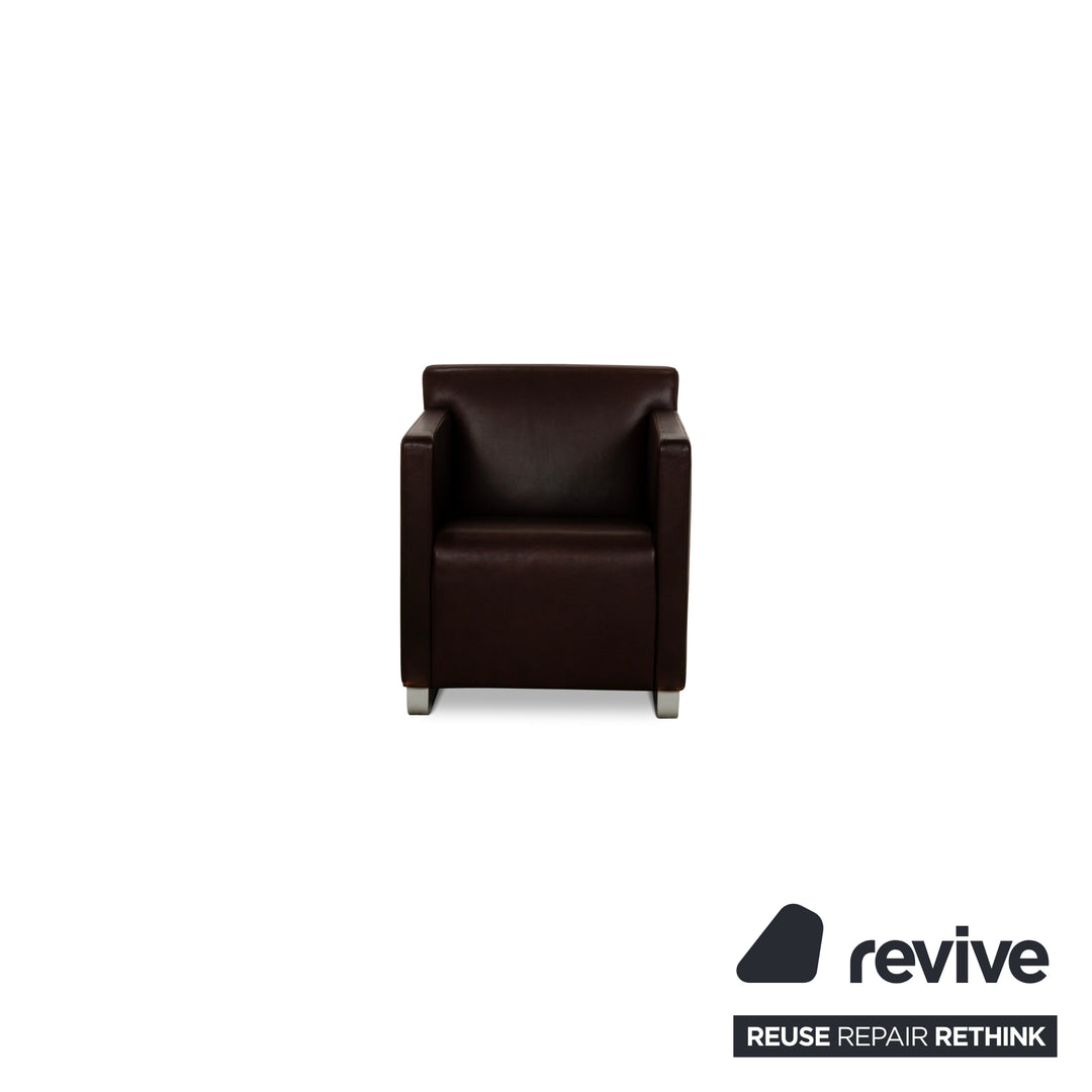 Fauteuil Cor Quant Cuir Marron Rouge