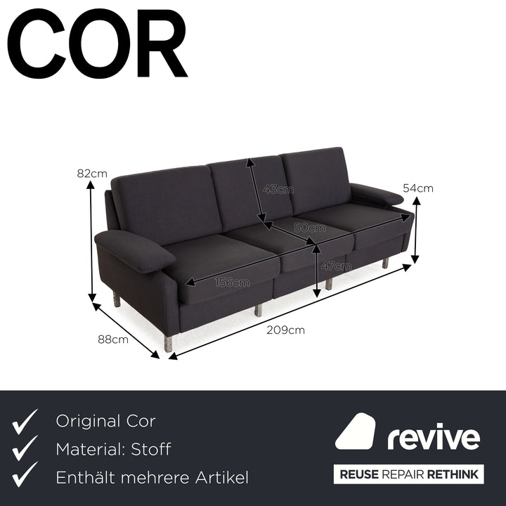Cor Sedia Stoff Sofa Garnitur Grau Dreisitzer Zweisitzer