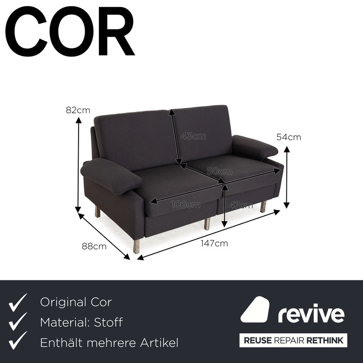 Cor Sedia Stoff Sofa Garnitur Grau Dreisitzer Zweisitzer