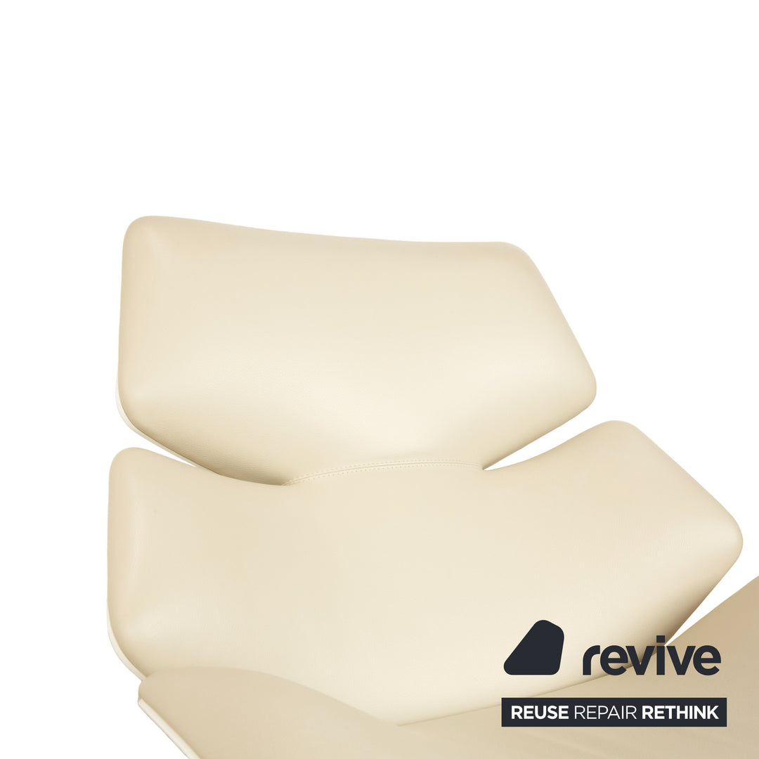 Cor Shrimp jehs + laub Leder Sessel Creme Beige Chrom inkl. Hocker
