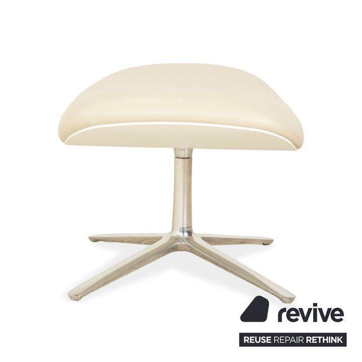 Cor Shrimp jehs + laub Leder Sessel Creme Beige Chrom inkl. Hocker
