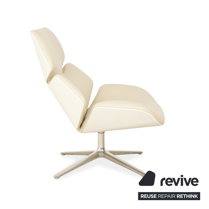 Cor Shrimp jehs + laub Leder Sessel Creme Beige Chrom inkl. Hocker