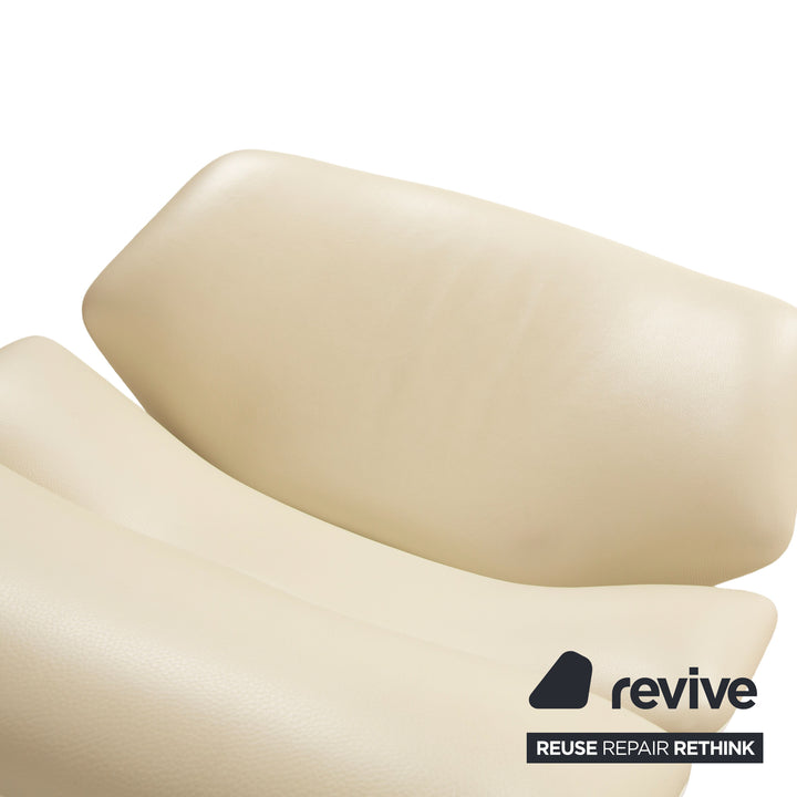 Fauteuil en cuir Cor Shrimp jehs + laub, beige crème chromé, avec repose-pieds