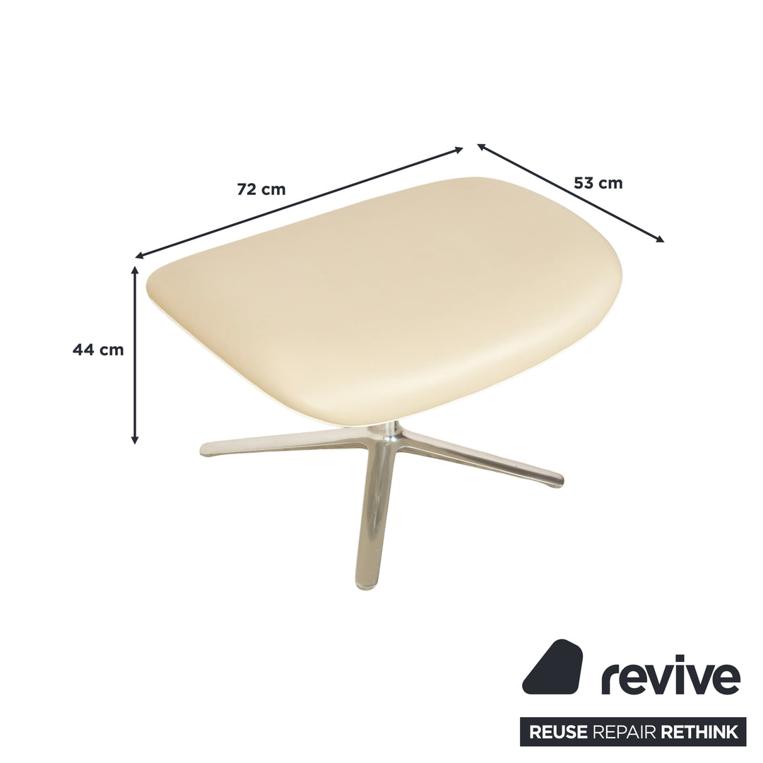 Cor Shrimp jehs + laub Leder Sessel Creme Beige Chrom inkl. Hocker