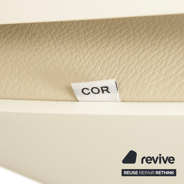 Fauteuil en cuir Cor Shrimp jehs + laub, beige crème chromé, avec repose-pieds