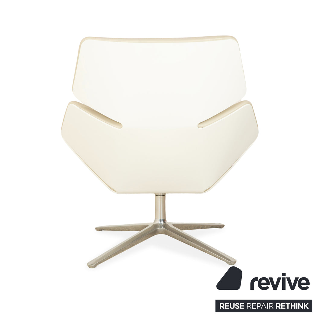 Cor Shrimp jehs + laub Leder Sessel Creme Beige Chrom inkl. Hocker