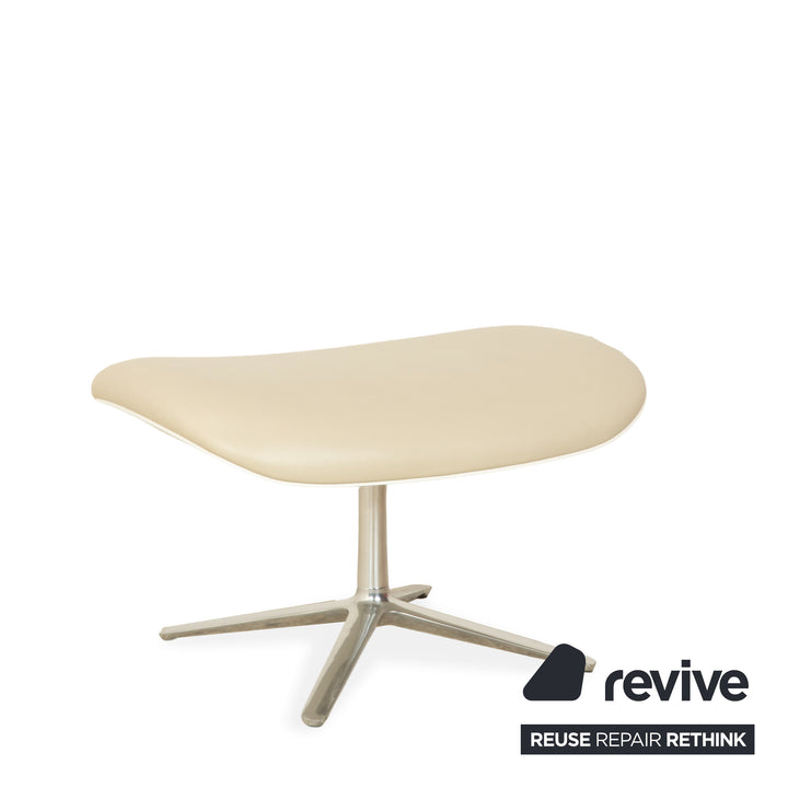 Cor Shrimp jehs + laub Leder Sessel Creme Beige Chrom inkl. Hocker