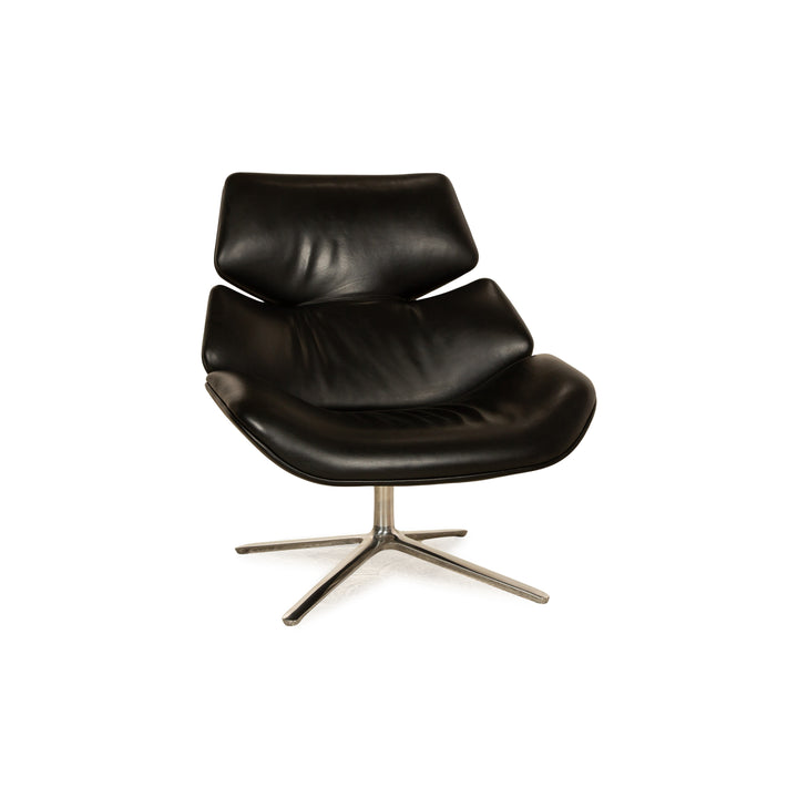 Fauteuil Cor Shrimp en cuir noir fonction manuelle