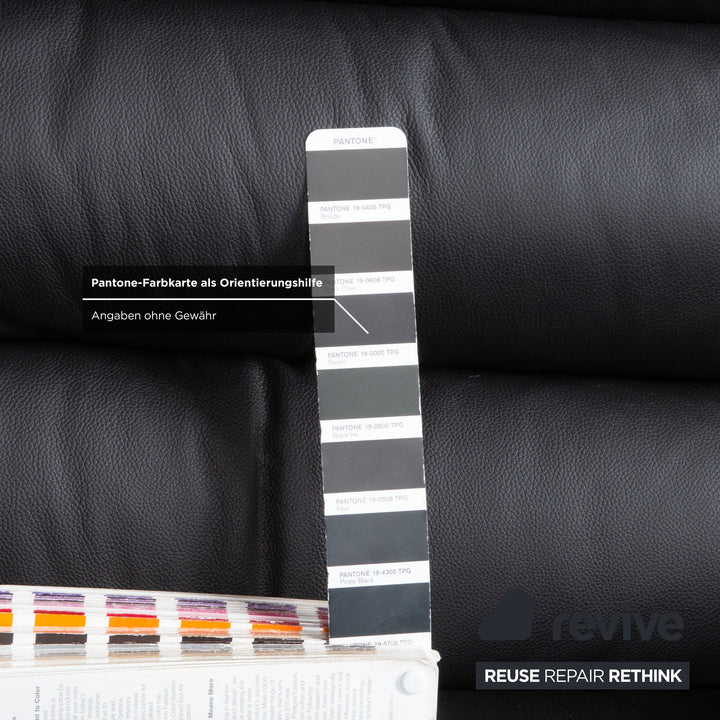 Cor Sinus Leder Chrom Sessel Schwarz inkl. Hocker Freischwinger Neubezug