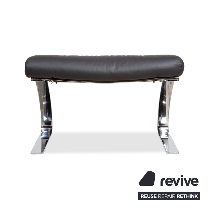 Cor Sinus Leder Chrom Sessel Schwarz inkl. Hocker Freischwinger Neubezug