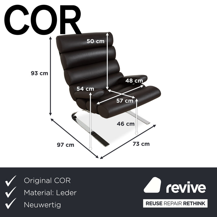 Cor Sinus Leather Armchair Black incl. Footstool