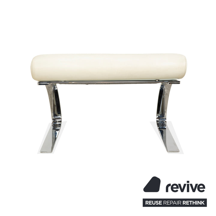 Fauteuil cantilever en cuir Cor Sinus, blanc crème, avec repose-pieds