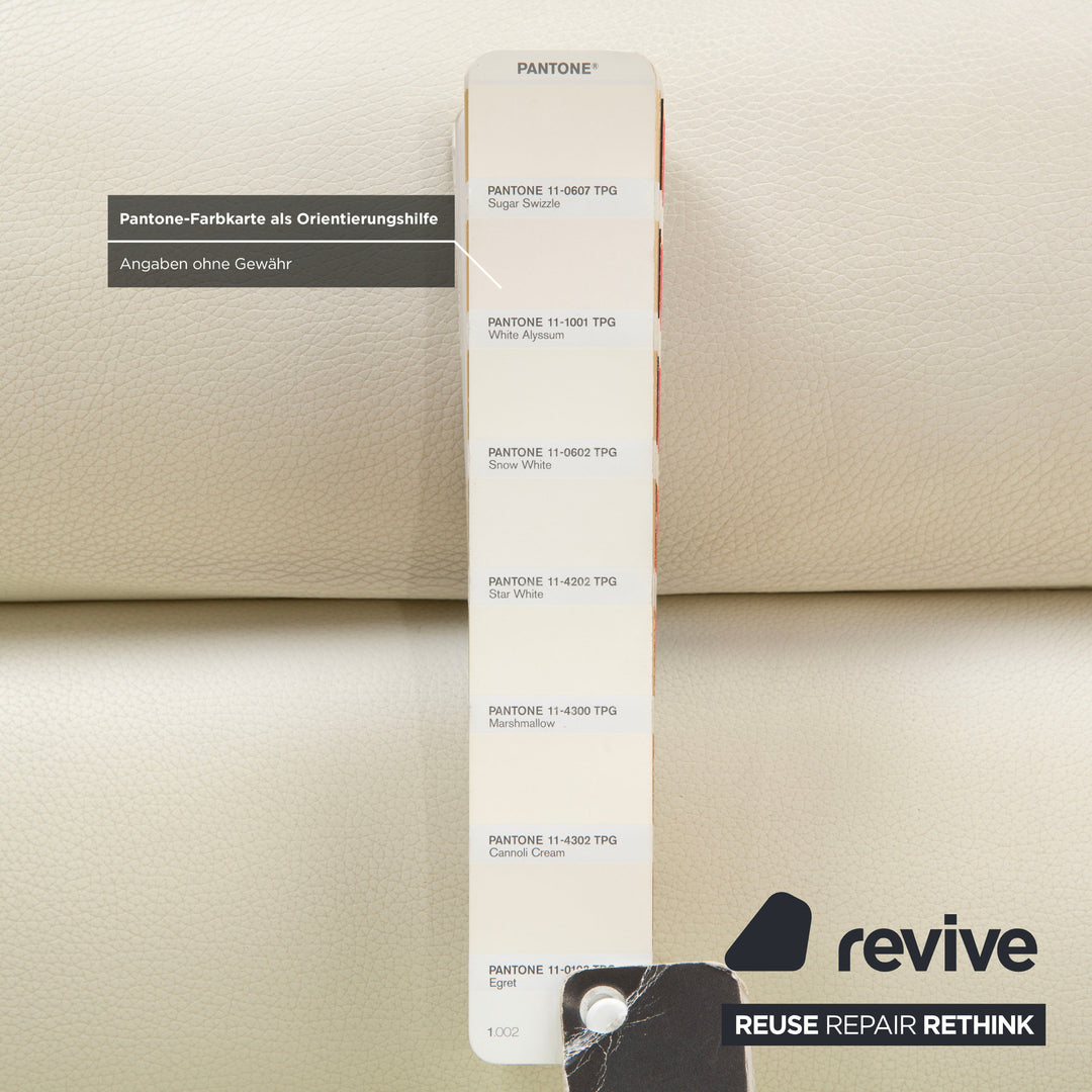 Fauteuil cantilever en cuir Cor Sinus, blanc crème, avec repose-pieds