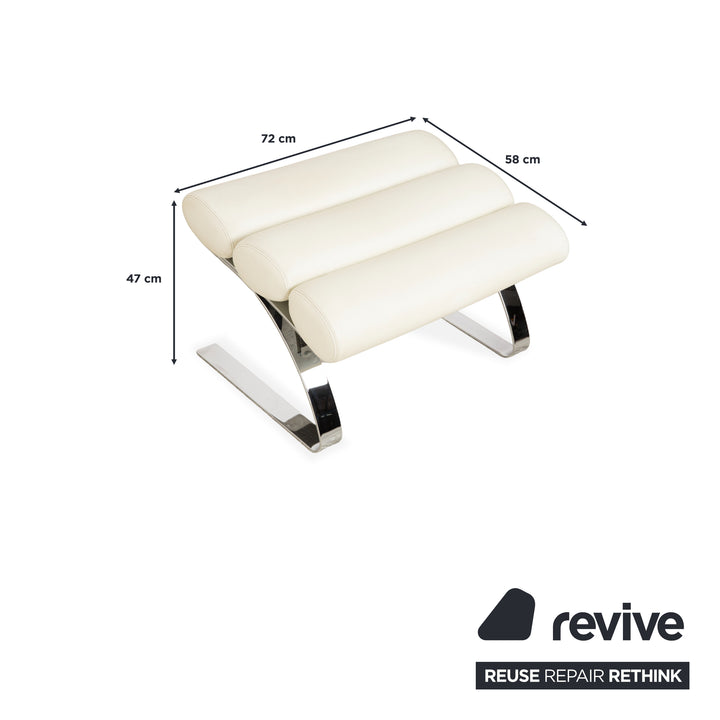 Fauteuil cantilever en cuir Cor Sinus, blanc crème, avec repose-pieds