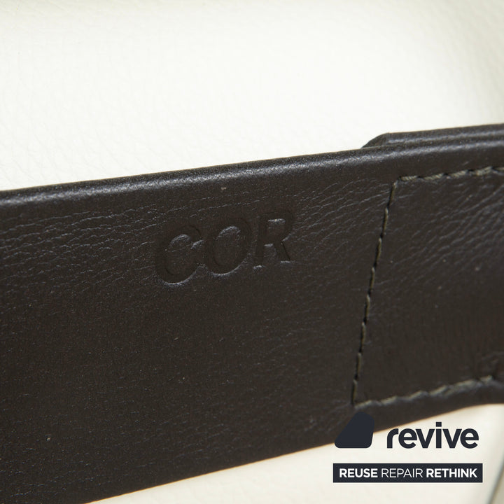 Cor Sinus Leder Sessel Freischwinger Creme Weiß inkl. Hocker