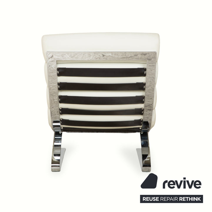 Fauteuil cantilever en cuir Cor Sinus, blanc crème, avec repose-pieds