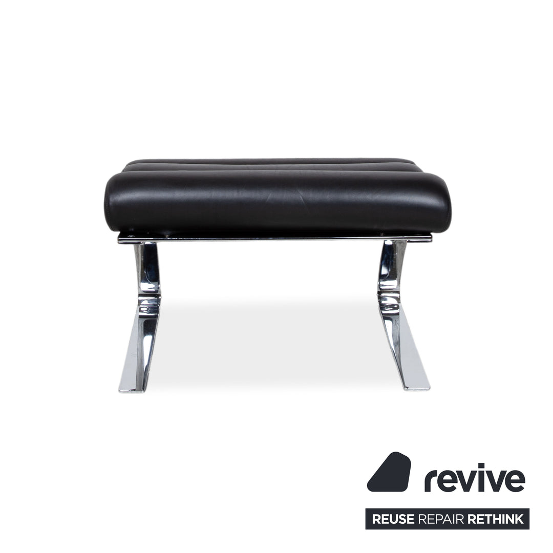 Cor Sinus Leather Chrome Armchair Black incl. Footstool Cantilever