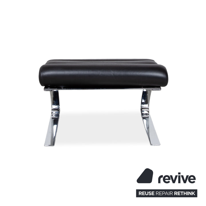 Cor Sinus Leather Chrome Armchair Black incl. Footstool Cantilever